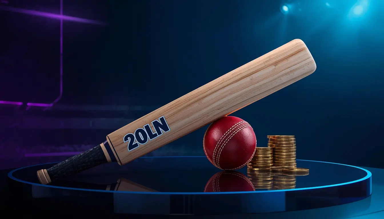 Cricket bat and red ball illustrating 1xBet India bonus information