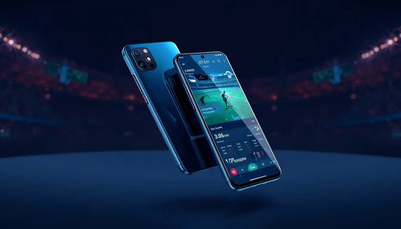 Smartphones displaying a cricket sports interface for the 1xBet app in India